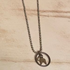 Silver Angel Wing Charm Necklace